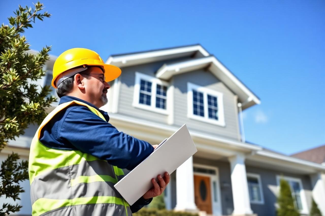 Home inspector examining a Texas home exterior